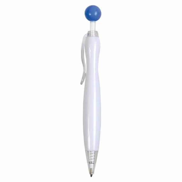 Penna in Plastica con Pulsante Tondo Blu